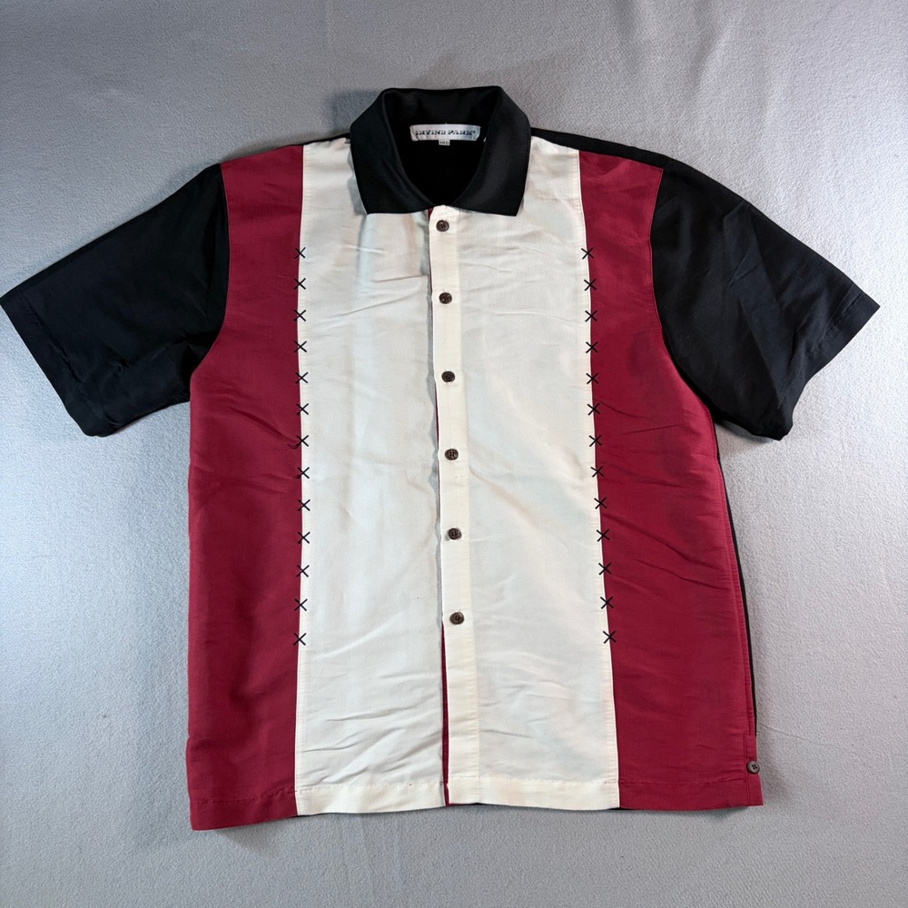 Irvine Park Mens Medium Bowling Shirt Colorblock Retro Rockabilly  Red White